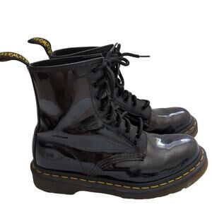Dr. Martens 1460 Black Patent Leather Lace Up Hightop Combat Boots Womens Size 7
